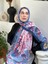 Açelya Desen Çizgili Bambu Şal - Lacivert-Mavi 1