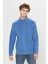 Erkek Indigo Anti-pilling Tüylenme Yapmayan Standart Fit Dik Yaka Soğuk Geçirmez Polar Sweatshirt 3