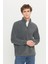 Erkek Antrasit-melanj Anti-pilling Tüylenme Yapmayan Standart Fit Dik Yaka Sweatshirt Polar Ceket 1