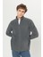 Erkek Antrasit-melanj Anti-pilling Tüylenme Yapmayan Standart Fit Dik Yaka Sweatshirt Polar Ceket 3