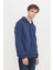 Erkek Lacivert Standart Fit Normal Kesim Içi Polarlı 3 Iplik Kapüşonlu Fermuarlı Sweatshirt Ceket 3