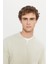 Erkek Bej Standart Fit Normal Kesim Içi Polarlı 3 Iplik Kolej Yaka Pamuklu Sweatshirt Ceket 4