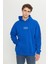 Erkek Mavi Oversize Fit Bol Kesim Kapüşonlu Içi Polarlı 3 Iplik Pamuklu Sweatshirt 3