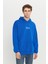 Erkek Mavi Oversize Fit Bol Kesim Kapüşonlu Içi Polarlı 3 Iplik Pamuklu Sweatshirt 1