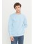 Erkek Açık Mavi Standart Fit Normal Kesim Içi Polarlı 3 Iplik Bisiklet Yaka Pamuklu Sweatshirt 1