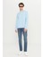 Erkek Açık Mavi Standart Fit Normal Kesim Içi Polarlı 3 Iplik Bisiklet Yaka Pamuklu Sweatshirt 2