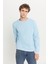 Erkek Açık Mavi Standart Fit Normal Kesim Içi Polarlı 3 Iplik Bisiklet Yaka Pamuklu Sweatshirt 3