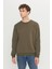 Erkek Haki Standart Fit Normal Kesim Içi Polarlı 3 Iplik Bisiklet Yaka Pamuklu Sweatshirt 4