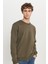 Erkek Haki Standart Fit Normal Kesim Içi Polarlı 3 Iplik Bisiklet Yaka Pamuklu Sweatshirt 7