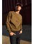 Erkek Haki Standart Fit Normal Kesim Içi Polarlı 3 Iplik Bisiklet Yaka Pamuklu Sweatshirt 2