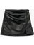 Drapeli Yırtmaçlı Suni Deri Mini Etek 1