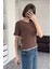 Renk Detay Triko Tshirt- Kahverengi 3