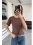 Renk Detay Triko Tshirt- Kahverengi 4