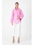 Kadın Oversize/bol Kesim Tek Cepli Pembe Çizgili Gömlek 2