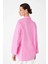 Kadın Oversize/bol Kesim Tek Cepli Pembe Çizgili Gömlek 4
