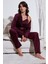 Regular Fit Dantelli Yumuşak Dokulu Sabahlıklı Kadife Pijama Takımı Bayan Pijama Takımı 6095545W4 1