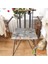 40X40 Çiçek Desenli Açık Kahverengi Saten Fermuarlı Bağcıklı Krem Biyeli Sandalye Minderi 4 cm 1