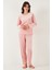 Desenli Regular Fit Bisiklet Yaka Uzun Kollu Pijama Takımı Bayan Pijama Takımı 65713312 5