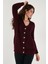 Regular Fit V Yaka Düğmeli Triko Örme Uzun Hırka Bayan Hırka 4615044 2