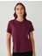 Bordo Düz Kesim Bisiklet Yaka Kısa Kollu Basic Tişört 1