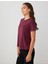 Bordo Düz Kesim Bisiklet Yaka Kısa Kollu Basic Tişört 4