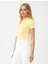 Sarı Dar Kesim Kısa Kollu Polo Yaka Örme Tişört 3