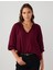Bordo V Yaka Truvakar Kol Rahat Kesim Dokuma Bluz 1