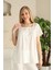 23201 Ekru Renk Kadın Lohusa Pijama Takımı 2