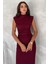 Drapeli Midi Boy Sim Detaylı Elbise Bordo 2