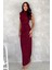 Drapeli Midi Boy Sim Detaylı Elbise Bordo 3