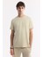 Erkek Bej Bisiklet Yaka Baskılı Bi-Stretch İnterlok Regular Fit T-Shirt A51Y1131 6