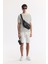 Erkek Beyaz Bisiklet Yaka Çizgili Jakarlı Regular Fit T-Shirt A51Y1149 7