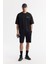 Erkek Siyah Bisiklet Yaka Pamuklu 2 İplik Oversize Fit T-Shirt A51Y1095 6