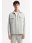 Erkek Açık Gri Klasik Yaka Pamuklu Jersey Comfort Fit Gömlek Ceket A51Y2048 5