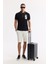 Erkek Regular Fit Siyah Polo Yaka Baskılı %100 Pamuk T-Shirt A51Y1167 7