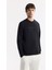 Erkek Siyah Bisiklet Yaka Baskılı Bi-Stretch İnterlok Regular Fit Sweatshirt A51Y1208 6