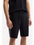 Erkek Siyah Beli Lastikli Bağcıklı Bi-Stretch İnterlok Örme Regular Fit Şort A51Y3628 6