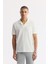 Erkek Açık Gri Yanı Lastikli Gofreli Bi-Stretch Slim Fit Chino Şort A51Y3730 8