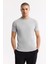 Erkek Gri Bisiklet Yaka Rayon Triko Regular Fit T-Shirt A51Y5005 6