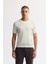 Erkek Kahve Beli Lastikli %100 Keten Relaxed Fit Pantolon B003032 6