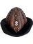 Ertuğrul Gazi Kabartma Desen Metal Broş Hakiki Deri Börk Şapka Kahve-Siyah-58 4