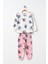 Desenli 2'li Kız Çocuk Pijama Takımı 3