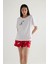 Kadın Pamuklu Kısa Kollu Şortlu Pijama Takımı 3
