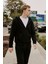 Erkek Siyah Standart Fit Normal Kesim Içi Polarlı 3 Iplik Kapüşonlu Fermuarlı Sweatshirt Ceket 1