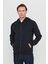 Erkek Siyah Standart Fit Normal Kesim Içi Polarlı 3 Iplik Kapüşonlu Fermuarlı Sweatshirt Ceket 5