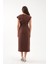 Kadın Kahverengi Bisiklet Yaka Aksesuar Detay Midi Elbise 5
