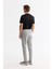 Erkek Gri Relaxed Fit Yandan Cepli Beli Lastikli Bağcıklı Duble Paça Jogger Pantolon E003000 4