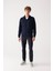 Erkek Lacivert Kapüşonlu İnterlok Kumaş Fermuarlı Basic Regular Fit Sweatshirt B001102 5