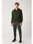 Erkek Haki Kapüşonlu 3 İplik Şardonlu Fermuarlı Regular Fit Sweatshirt E001019 6