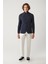 Erkek Lacivert Dik Yaka Cepli Astarsız Lightweight Blazer Comfort Slim Fit Ceket A41Y4028 5